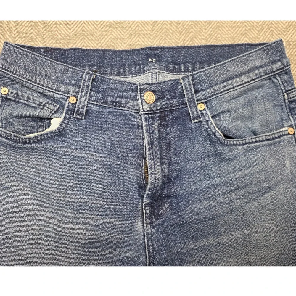 7 For All Mankind Mens Straight Leg Jeans Medium Wash Blue‎ Size 32x28